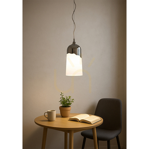 Závesné svietidlo Daga, 1xE27, Max. 60 W, chrómový kov / biely sklenený tienidlo, Ø 18 cm small 3