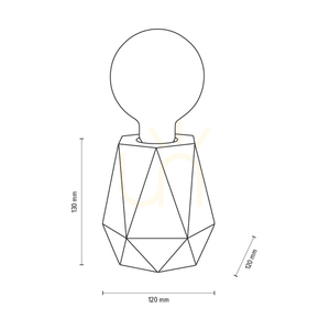 Stolná lampa Diamant, 1xE27, Max. 25 W, biely betón / čierny PVC kábel, Ø 12 cm small 4