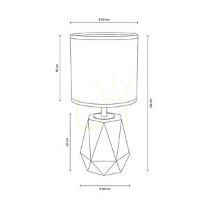 Stolná lampa Diamant, 1xE27, Max. 25 W, betónovo šedý/čierny PVC kábel/biely tienidlo, Ø 17 cm small 1