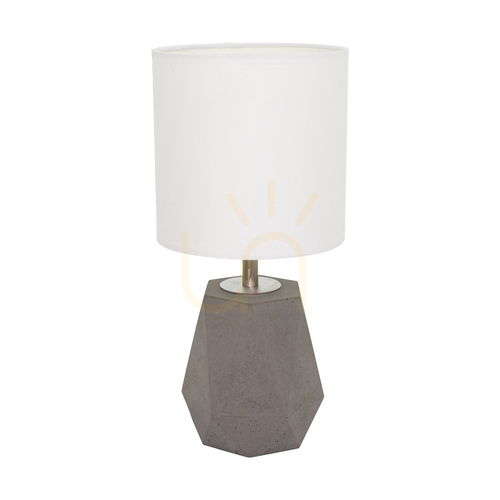 Skontrolujte Stolná lampa Diamant, 1xE27, Max. 25 W, betónovo šedý/čierny PVC kábel/biely tienidlo, Ø 17 cm