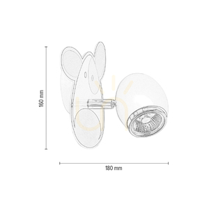 Nástenná svietidlo v tvare psíka, 1xGU10 Max. 50 W, biela/chrómová kovová svietidlo s motívom psa, 18 cm small 4