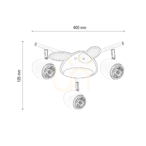 Stropné svietidlo v tvare psíka, 3xGU10, Max. 50 W, biely/chrómový kov s motívom psíka, Ø 40 cm small 2