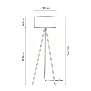 Stojaca lampa Dove, 1xE27, Max. 40 W, čierny kov / čierny PVC kábel / sivý tienidlo, Ø 50 cm small 4