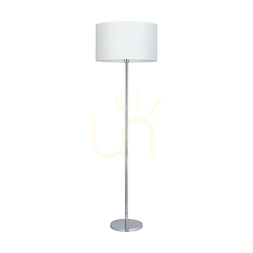 Skontrolujte Stojaca lampa Dove, 1xE27, Max. 60 W, chrómovaný kov / priehľadný PVC kábel / biely tienidlo, Ø 50 cm