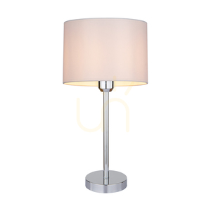 Stolná lampa Dove, 1xE27, Max. 40 W, chrómovaný kov / priehľadný PVC kábel / biele tienidlo, Ø 25 cm small 1