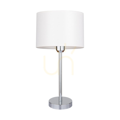 Skontrolujte Stolná lampa Dove, 1xE27, Max. 40 W, chrómovaný kov / priehľadný PVC kábel / biele tienidlo, Ø 25 cm