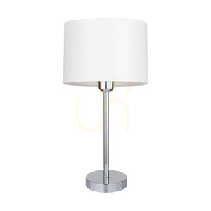 Stolná lampa Dove, 1xE27, Max. 40 W, chrómovaný kov / priehľadný PVC kábel / biele tienidlo, Ø 25 cm small 0