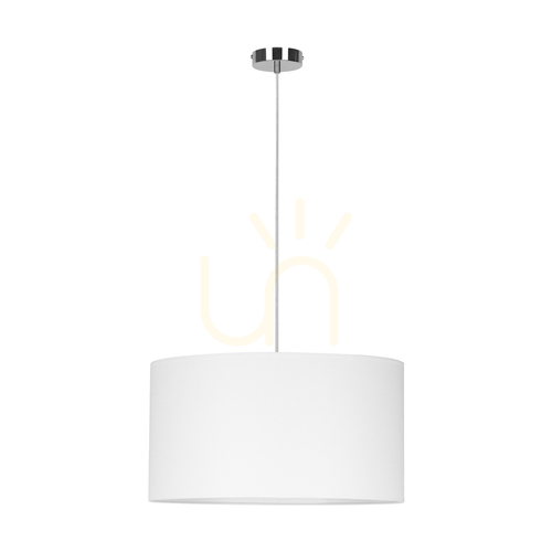 Skontrolujte Závesné svietidlo Dove, 1xE27, Max. 60 W, chrómovaný kov / priehľadný PVC kábel / biely tienidlo, Ø 50 cm