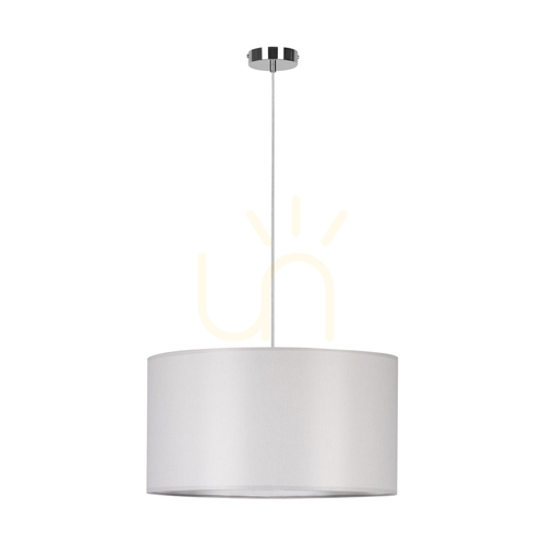 Skontrolujte Závesné svietidlo Dove, 1xE27, Max. 60 W, chrómovaný kov / priehľadný PVC kábel / sivý tienidlo, Ø 50 cm