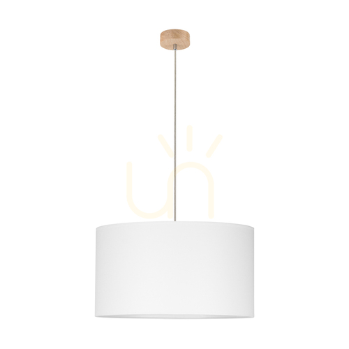 Skontrolujte Závesné svietidlo Dove 1xE27 Max. 60 W, olejovaný dub / priehľadný PVC kábel / biele tienidlo Ø 50 cm