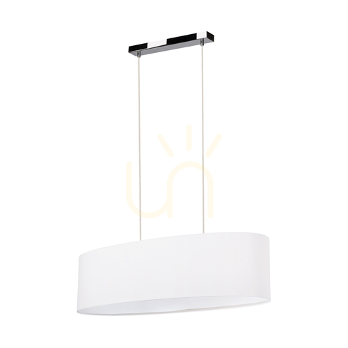 Skontrolujte Závesné svietidlo Dove, 2xE27, Max. 40 W, chrómovaný kov / priehľadný PVC kábel / biele tienidlo, 80 cm