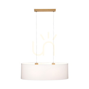 Závesné svietidlo Dove 2xE27 Max. 40 W, olejovaný dub / priehľadný PVC kábel / biele tienidlo 80 cm small 1