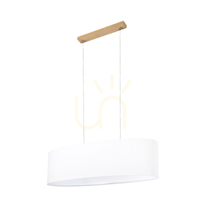 Závesné svietidlo Dove 2xE27 Max. 40 W, olejovaný dub / priehľadný PVC kábel / biele tienidlo 80 cm small 2