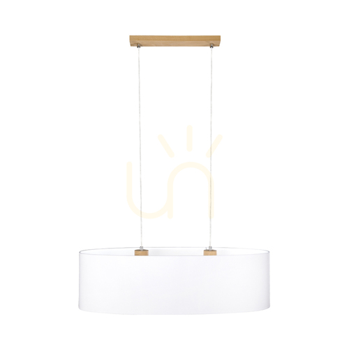 Skontrolujte Závesné svietidlo Dove 2xE27 Max. 40 W, olejovaný dub / priehľadný PVC kábel / biele tienidlo 80 cm