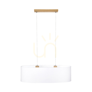 Závesné svietidlo Dove 2xE27 Max. 40 W, olejovaný dub / priehľadný PVC kábel / biele tienidlo 80 cm small 0