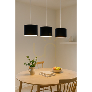Závesné svietidlo Dove, 3xE27, Max. 40 W, čierny kov / priehľadný PVC kábel / čierne tienidlo, 117 cm small 1