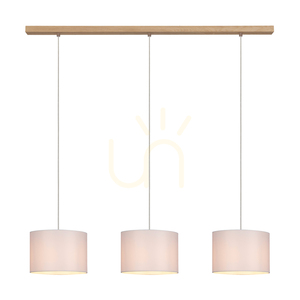 Závesné svietidlo Dove, 3xE27, Max. 40 W, olejovaný dub / priehľadný PVC kábel / biele tienidlo, 100 cm small 1