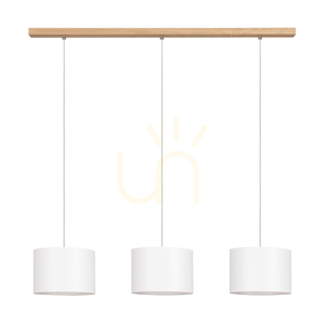 Závesné svietidlo Dove, 3xE27, Max. 40 W, olejovaný dub / priehľadný PVC kábel / biele tienidlo, 100 cm small 0