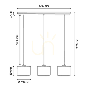 Závesné svietidlo Dove 3xE27 Max. 40 W, olejovaný dub / priehľadný PVC kábel / čierne tienidlo, 100 cm small 2