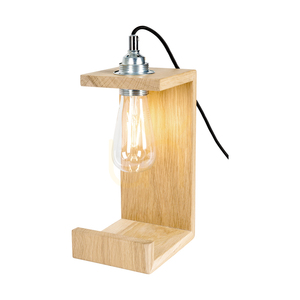 Stolná lampa Elle, 1xE27, Max. 15 W, olejovaný dub/čierna, opletený kábel, 15 cm small 1