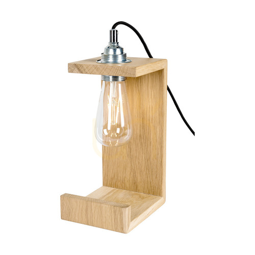 Skontrolujte Stolná lampa Elle, 1xE27, Max. 15 W, olejovaný dub/čierna, opletený kábel, 15 cm