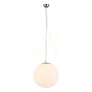 Závesné svietidlo Emil, 1xE27, Max. 60 W, chrómovaný kov / priehľadný PVC kábel / biely sklenený tienidlo, Ø 50 cm small 1