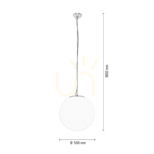 Závesné svietidlo Emil, 1xE27, Max. 60 W, chrómovaný kov / priehľadný PVC kábel / biely sklenený tienidlo, Ø 50 cm small 3