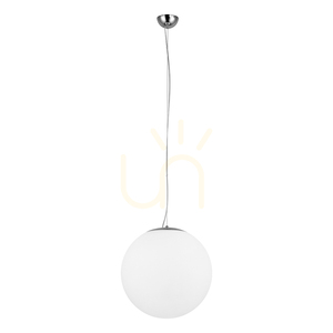 Závesné svietidlo Emil, 1xE27, Max. 60 W, chrómovaný kov / priehľadný PVC kábel / biely sklenený tienidlo, Ø 50 cm small 0