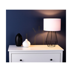 Stolná lampa Endorfina, 1xE27, Max. 60 W, čierny kov / čierny PVC kábel / biele tienidlo, Ø 30 cm small 2