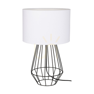 Stolná lampa Endorfina, 1xE27, Max. 60 W, čierny kov / čierny PVC kábel / biele tienidlo, Ø 30 cm small 0