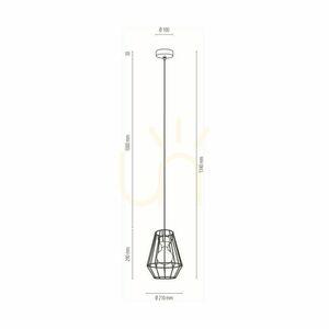 Závesné svietidlo Endorfina, 1xE27, Max. 60 W, čierny kov / čierny PVC kábel, Ø 21 cm small 2