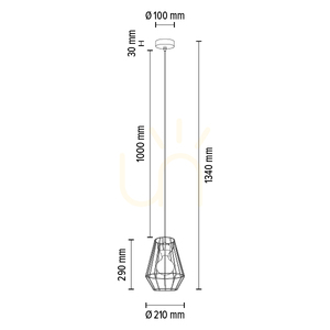 Závesné svietidlo Endorfina 1xE27 Max. 60 W, olejovaný dub / čierny kov / čierny PVC kábel, Ø 21 cm small 3