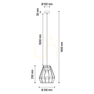 Závesné svietidlo Endorfina, 1xE27, Max. 60 W, olejovaný dub / čierny kov / čierny PVC kábel, Ø 31 cm small 4