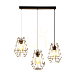 Závesné svietidlo Endorfina, 3xE27, Max. 60 W, čierny kov / čierny PVC kábel, 77 cm small 1