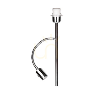 Stojaca lampa Eros, 1xE27 (max.. 60 W), 1x LED 3000 K 3 W, chrómový kov / priehľadný PVC kábel / čierne tienidlo Ø 40 cm small 1
