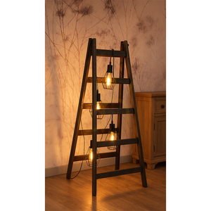 Stojaca lampa Eskalo, 4xE27, Max. 15 W LED, morená borovica (orech)/čierny PVC kábel/čierny kovový tienidlo, 82 cm small 3