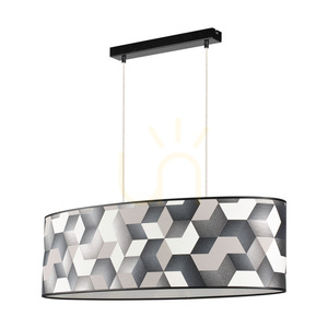 Závesné svietidlo Espacio, 2xE27, Max. 40 W, čierny kov / priehľadný PVC kábel / viacfarebný tienidlo z tapety, 80 cm small 0