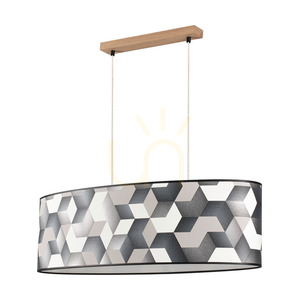 Závesné svietidlo Espacio, 2xE27, Max. 40 W, olejovaný dub / priehľadný PVC kábel / viacfarebný tienidlo z tapety, 80 cm small 0