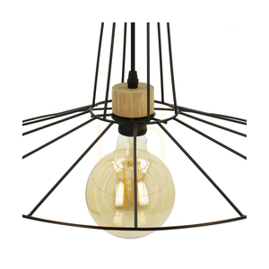 Závesné svietidlo Ferro, 1xE27, Max. 60 W, olejovaný dub / čierny kov / čierny PVC kábel / čierny kovový tienidlo, Ø 55 cm small 1