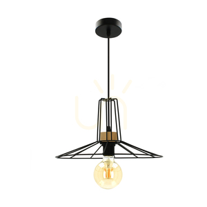 Závesné svietidlo Ferro, 1xE27, Max. 60 W, olejovaný dub / čierny kov / čierny PVC kábel / čierny kovový tienidlo, Ø 35 cm small 0