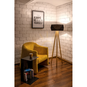 Stojaca lampa Finja, 1xE27, Max. 60 W, olejovaný dub/antracit, opletený kábel/čierna, tienidlo Ø 52 cm small 1