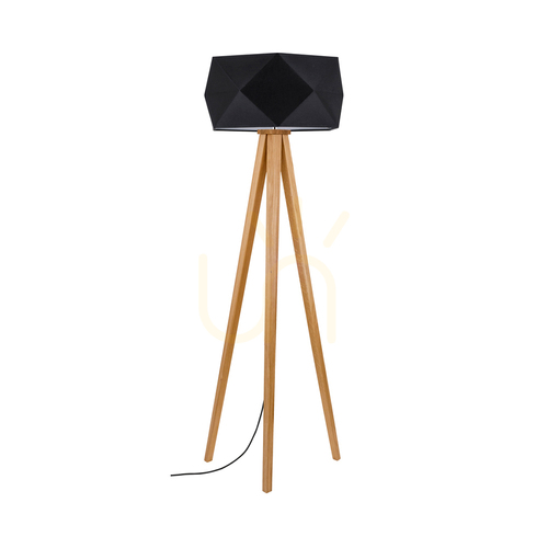 Skontrolujte Stojaca lampa Finja, 1xE27, Max. 60 W, olejovaný dub/antracit, opletený kábel/čierna, tienidlo Ø 52 cm
