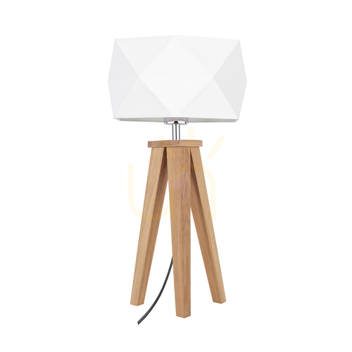Skontrolujte Stolná lampa Finja, 1xE27, Max. 60 W, olejovaný dub/antracit, opletený kábel/biela, tienidlo Ø 29 cm