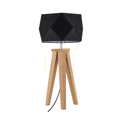 Skontrolujte Stolná lampa Finja, 1xE27, Max. 60 W, olejovaný dub/antracit, opletený kábel/čierna, tienidlo Ø 29 cm