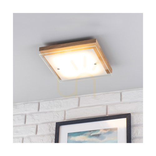 Skontrolujte Stropné LED svietidlo Spot Light Finn 4022974, olejovaný dub a biele sklo, 29 × 29 cm, 2700 K