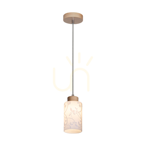 Závesné svietidlo Flores, 1xE27, Max. 60 W, breza/priehľadný PVC kábel/biely sklenený tienidlo s kvetinovým vzorom, Ø 10 cm small 1