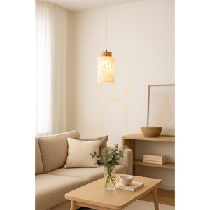 Závesné svietidlo Flores, 1xE27, Max. 60 W, breza/priehľadný PVC kábel/biely sklenený tienidlo s kvetinovým vzorom, Ø 10 cm small 2