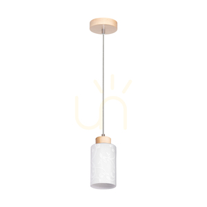 Závesné svietidlo Flores, 1xE27, Max. 60 W, breza/priehľadný PVC kábel/biely sklenený tienidlo s kvetinovým vzorom, Ø 10 cm small 0
