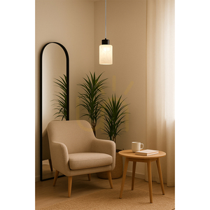 Závesné svietidlo Flores, 1xE27, Max. 60 W, čierny kov / priehľadný PVC kábel / biele sklenené tienidlo s kvetinovým vzorom, Ø 10 cm small 2