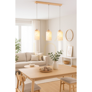 Závesné svietidlo Flores, 3xE27, Max. 60 W, breza/priehľadný PVC kábel/biely sklenený tienidlo s kvetinovým vzorom, 54 cm small 2